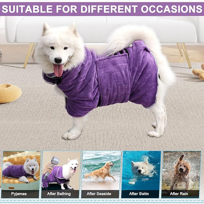 Dog Towel, Gimilife Dog Bathrobe Pet Grooming Towel Drying Coat Robes for After Bath Collection Absorbent Microfiber Towels Dogs Bath for Drying Dogs Small Medium Large