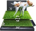 Hompet Dog Potty for Indoor or Porch, 2 Pcs Artificial Grass Training Pads with Pee Baffle, Reusable, Alternative to Puppy Pads, Portable Dog Litter Box for Small/Medium Dogs