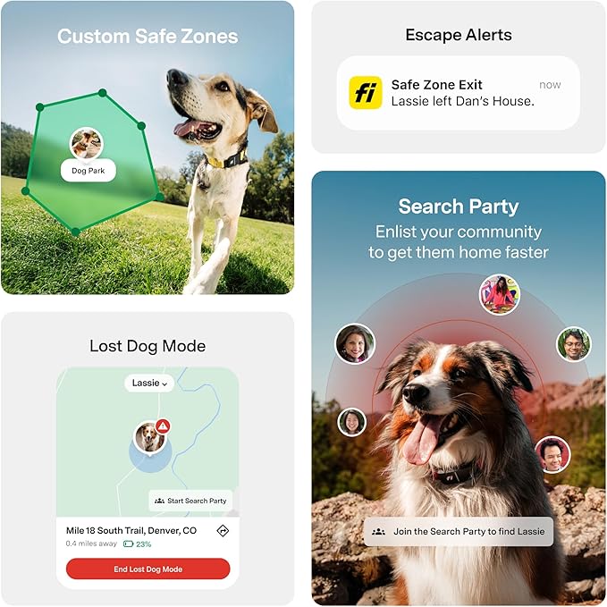 New Fi Series 3+ Smart Dog Tracker Collar [6 Month Membership Included] GPS Tracker for Dogs with Health & Behavior Monitoring, Escape Alerts, Waterproof, LED, Apple Watch Compatible (Blue, X-Small)