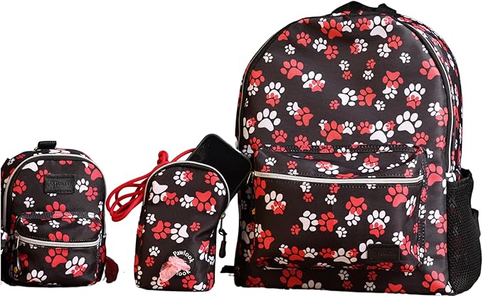 Pawlook Dog Backpack Harness – Street Smart | Waterproof, Adjustable, Breathable – Leash Attachment D-Rings, Poop Bag Pocket – Small & Medium Dogs – 8 Styles Paws Up Medium