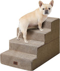 EHEYCIGA Dog Stairs for Bed 20" H, 4-Step Extra Wide Dog Steps for High Bed, Pet Steps for Small Dogs and Cats, Non-Slip Balanced Pet Ramp Indoor, Camel