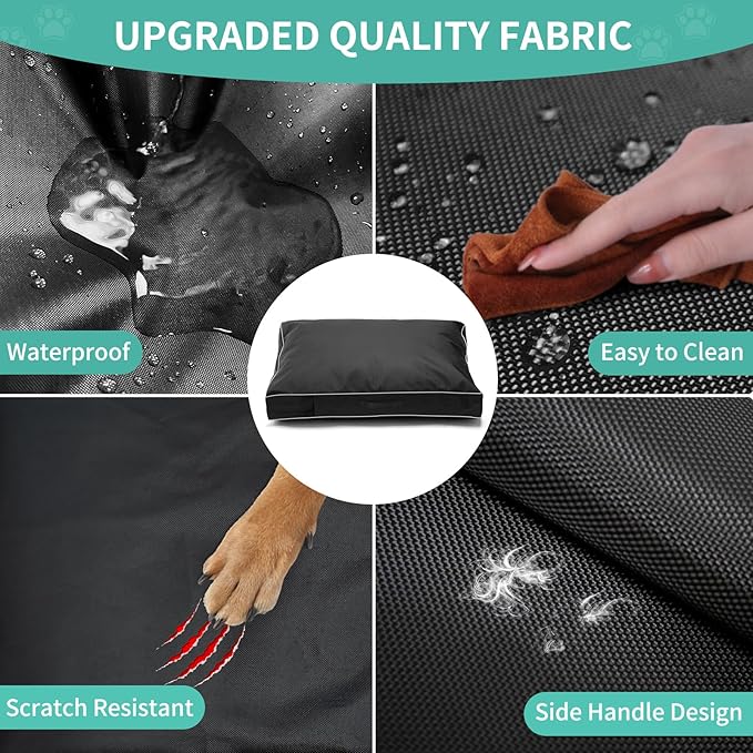COSHNIBI Dog Bed Covers Replacement Washable,Waterproof Dog Bed Cover with Zip and Carry Handle for Dog/Cat 44''Lx32''Wx4''H-Black