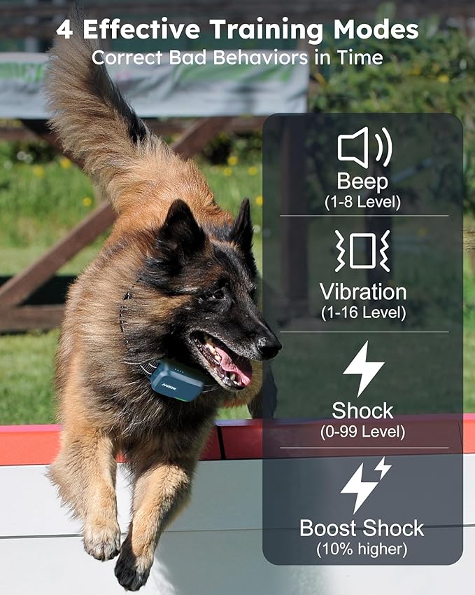 Jugbow Shock Collar for 2 Dogs - 4200FT Dog Training Collar with Remote IPX7 Waterproof Electric Collar with 4 Training Modes, Security Lock E-Collar for Large Medium Small Breeds(Teal Blue)