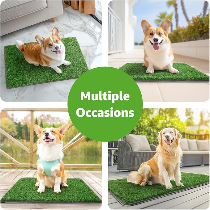 Dog Grass Mat with Pee Pad, Artificial Indoor Turf Grass Potty Training Pads for Dogs Tray Doggies Washable Reusable Puppy Pads Leakproof Pee on Outdoor Patio Balcony Apartment(39x31.49'')