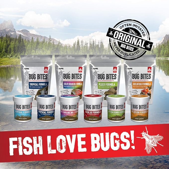 Fluval Bug Bites Tropical Fish Food, Large Granules for Medium to Large Sized Fish, 3.74 lb., A6597, Brown