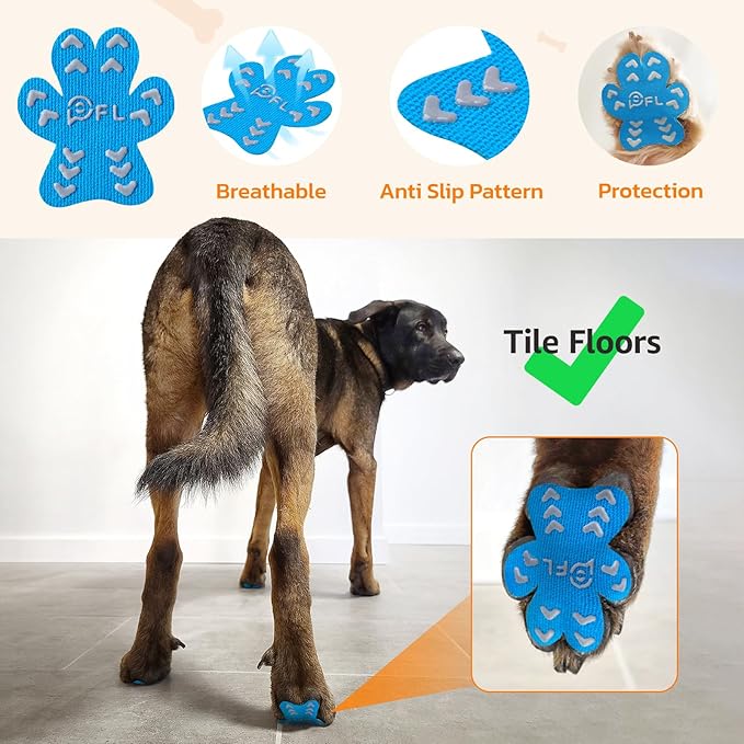Non-Slip Dog Paw Protector Pads for Senior Dogs, Dog Paw Traction Stickers with Anti-Slip Rubber, Help Walk on Hardwood Floor, Pink 48pcs, XL for 41-60lbs