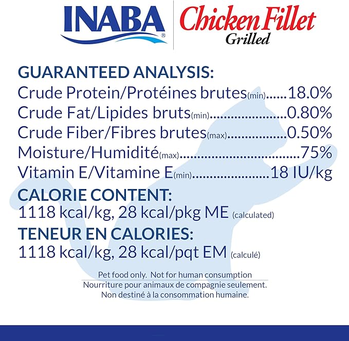INABA Natural, Premium Hand-Cut Grilled Chicken Fillet Cat Treats/Topper/Complement with Vitamin E and Green Tea Extract, 0.9 Ounces Each, 10 Pack, Variety Pack