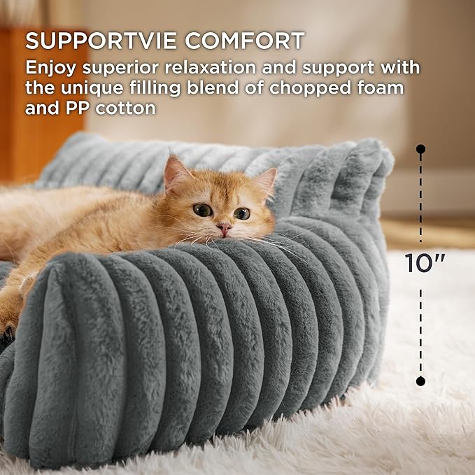 Bedsure ComfyFleece™ Cute Dog Couch for Medium Dogs - As Seen on TV on Good Day New York, Dog Couch Bed with Removable, Washable Cover, Supportive Pet Sofa, for Medium Large Dogs, 36inch, Warm Grey