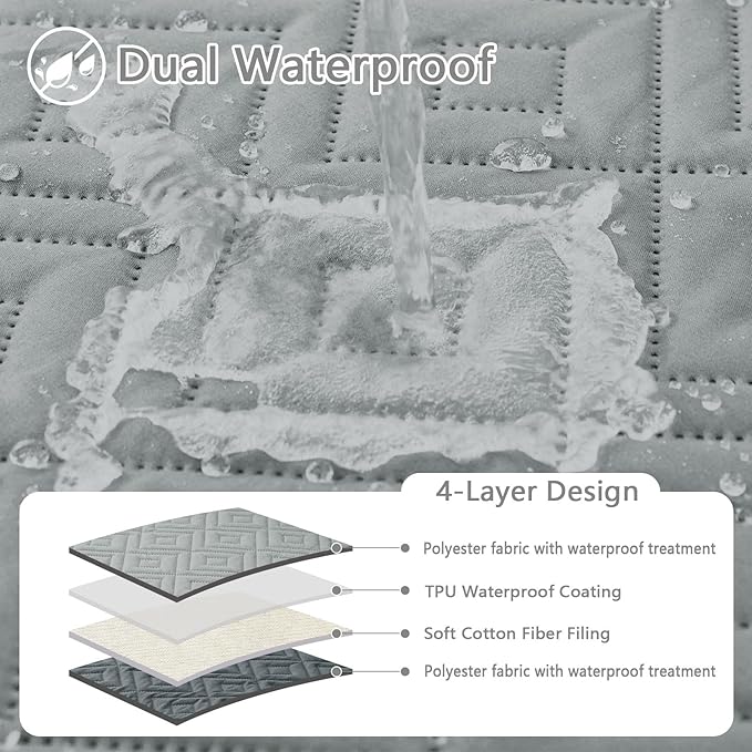 hyha Waterproof Dog Blanket, Soft Pet Bed Blankets, Waterproof Sofa Couch Cover for Dogs Washable, Reversible Pet Couch Covers for Sofa Furniture (30x90 Inch, Grey/Dark Grey)