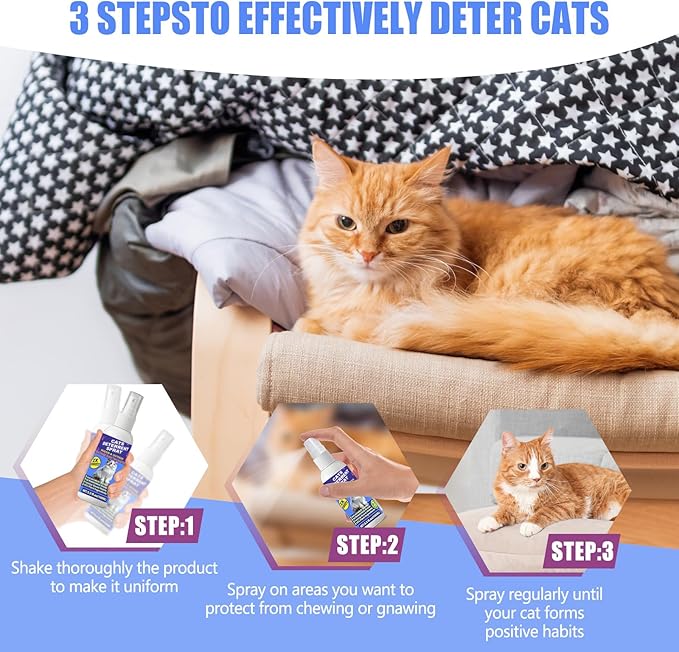 Cat Deterrent Spray - Cat Scratch Deterrent Spray for Furniture Protection, Scratch & Chew Deterrent Fei