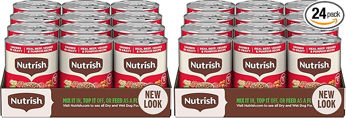 Nutrish Real Beef & Veggies Recipe Whole Health Blend Chunks in Gravy Wet Dog Food,13 oz. Can,Packaging May Vary (Rachael Ray),(Pack of 24)