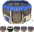 EliteField 2-Door Soft Pet Playpen (2 Year Warranty), Exercise Pen, Multiple Sizes and Colors Available for Dogs, Cats and Other Pets (62" x 62" x 24"H, Royal Blue+Beige)