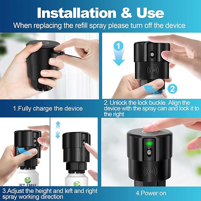 Cat Deterrent Spray Refill, Pet Spray Deterrent System, Motion Activated Cat System, Cat & Dog Odorless & Indoor, Up to 3 Feet Away, Pet Deterrent Spray Refill 2 Pack 7.78Oz