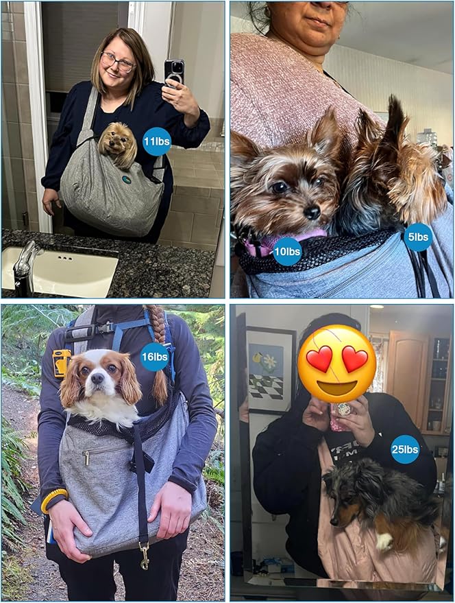 Ownpets Pet Sling Carrier, Fits 15 to 25lbs Extra-Large Dog/Cat Sling Carrier Reversible and Hands-Free Dog Bag with Adjustable Strap and Pocket Shoulder Pad for Outdoor Travel Hiking