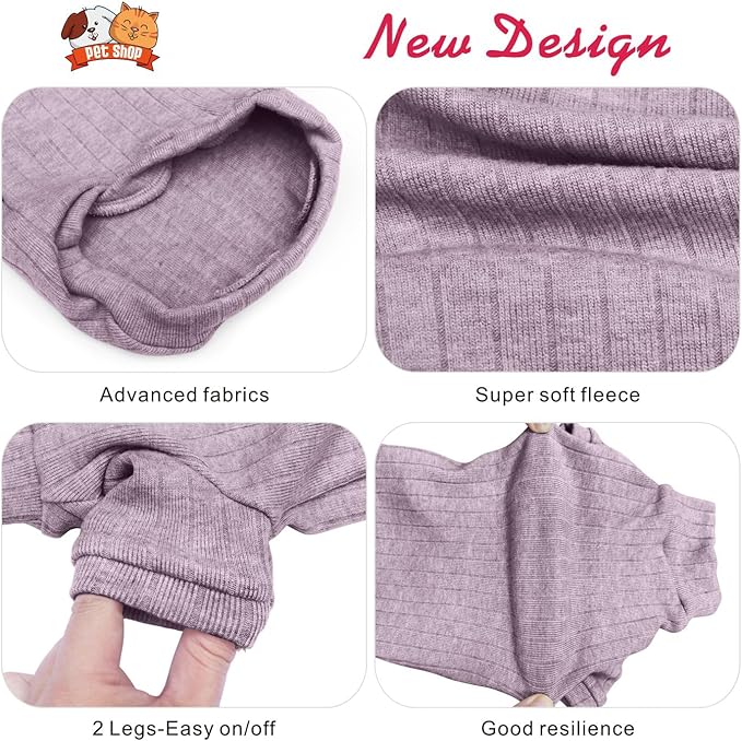 Idepet Sphynx Hairless Cats Sweater Shirt Kitten Soft Puppy Clothes Pullover Cute Cat Pajamas Jumpsuit Cotton Apparel Pet Winter Turtleneck for Cats and Teacup Chihuahua Small Dogs(Purple,XS)