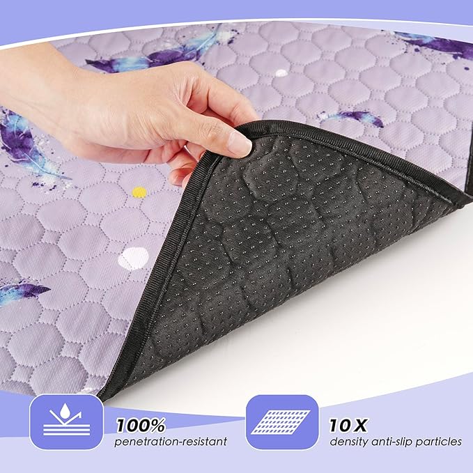 Washable Pee Pads for Dogs, 2Pack Reusable Puppy Pads, Super Absorbent & Leakproof Dog Pads, Anti-Slip Dog Pee Pads for Puppy Training & Incontinence, Feather Pattern 24"x36"