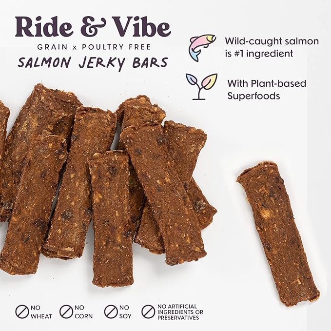 Bundle x Joy Ride & Vibe Salmon Jerky for Dogs - 2 Lbs Bag, Natural Superfood - Corn, Poultry, Soy & Grain Free Salmon Dog Treats Made in USA Only