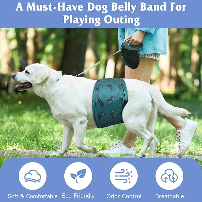 5 Pack Dog Diapers Male, Premium Belly Bands for Male Dogs, High Absorbing Male Dog Pee Wraps for Doggie in Incontinence or Excitable Urination and Training S