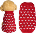 Dxhycc Dog Knitted Heart Sweater Puppy Sweater Warm Soft Pet Holiday Clothes for Medium Cats and Dogs (Red, L)