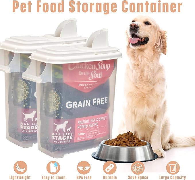 Buddeez 32 Quart Pet Food Dispenser with Lid - Airtight Storage for Dog Food, Cat Food, and Bird Seed - Easy Pour Spout for Mess Free Serving