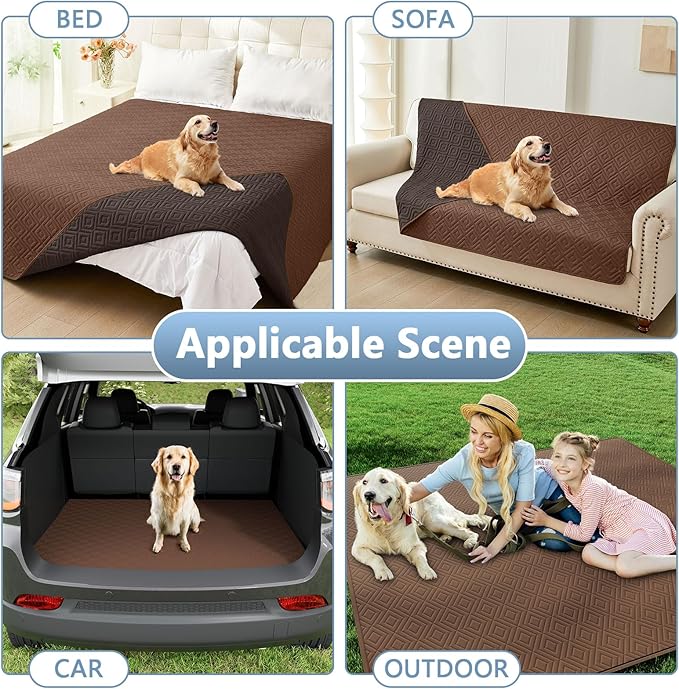 hyha Waterproof Dog Blanket, Soft Pet Bed Blankets, Waterproof Sofa Couch Cover for Dogs Washable, Reversible Pet Couch Covers for Sofa Furniture (68x82 Inch, Brown/Chocolate)