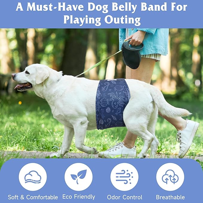 5 Pack Dog Diapers Male Reusable, Premium Belly Bands for Dogs, High Absorbing Male Dog Pee Wraps for Doggie in Incontinence or Excitable Urination Hawaii XL
