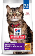 Hill's Science Diet Adult 1-6 Sensitive Stomach & Skin Dry Cat Food, Chicken & Rice, 3.5 lb. Bag (Updated Formula)