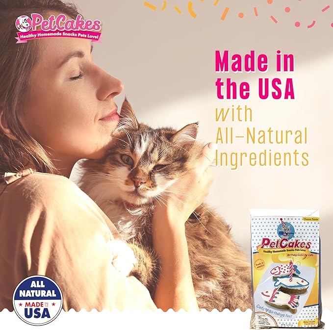 PetCakes Cat Birthday Cake Kit - Natural Treats - Cheese Flavor Kitten & Cat Food - 5.5 Oz