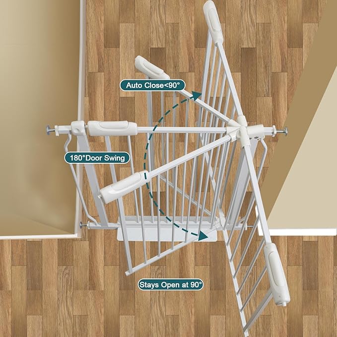 Extra Wide Baby Gate Tension Indoor Safety Gates White Metal Large Pressure Mounted Pet Gate Walk Through Long Safety Dog Gate for The House Doorways Stairs (62.2"-66.93"/158-170CM, White)