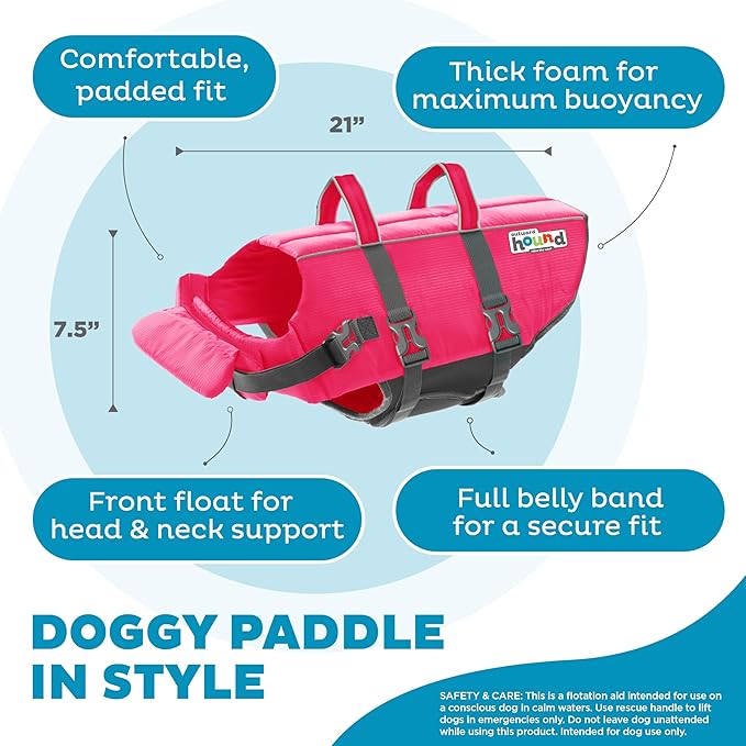 Outward Hound Granby Splash Pink Dog Life Jacket, XL