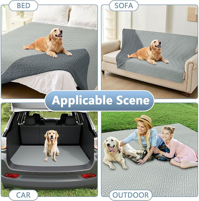 hyha Waterproof Dog Blanket, Soft Pet Bed Blankets, Waterproof Sofa Couch Cover for Dogs Washable, Reversible Pet Couch Covers for Sofa Furniture (82x102 Inch, Grey/Dark Grey)