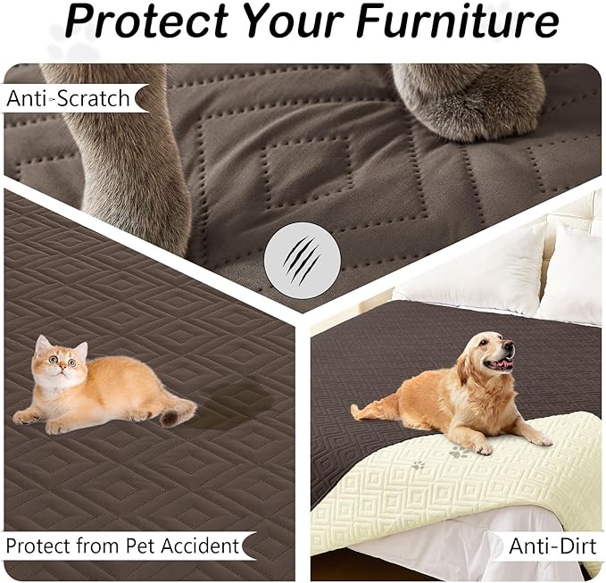 hyha Waterproof Dog Blanket, Soft Dog Bed Cover Pet Blankets, Waterproof Sofa Couch Cover for Dogs Washable, Reversible Pet Couch Covers for Sofa Furniture (40x70 Inch, Chocolate/Beige)