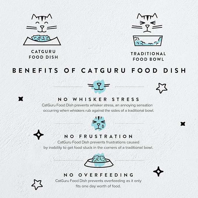 CatGuru Cat Bowls, Whisker Friendly Food Bowl for Indoor Cats, Reliefs Whisker Fatigue, Wide Kitten Dish, Non Slip Pet Dishes, Shallow Pet Plates (Aruba)