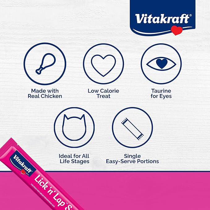 Vitakraft Lick 'n' Lap Snack Creamy, Cat Treat with Real Chicken, 16 Count