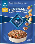 Blue Buffalo Delectables Natural Wet Dog Food Toppers, Tasty Chicken Cuts in Gravy, 3-oz. (24 Pouches)