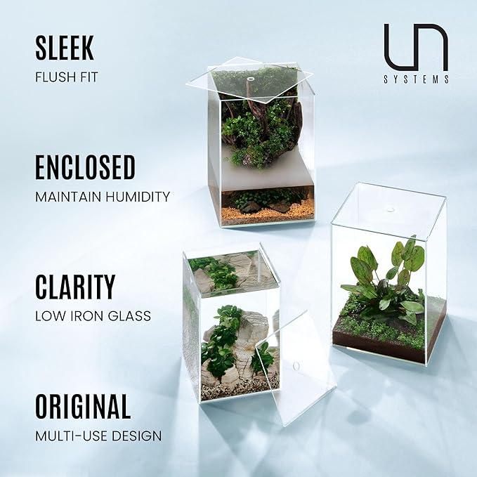 Ultum Nature Systems Prism Rimless Aquarium - Low Iron Glass, Cube With Mitered Lid, Tall Fish Tank, Multi-Purpose Vertical Nano Tank for Home & Office - UNS Prism, 25TM