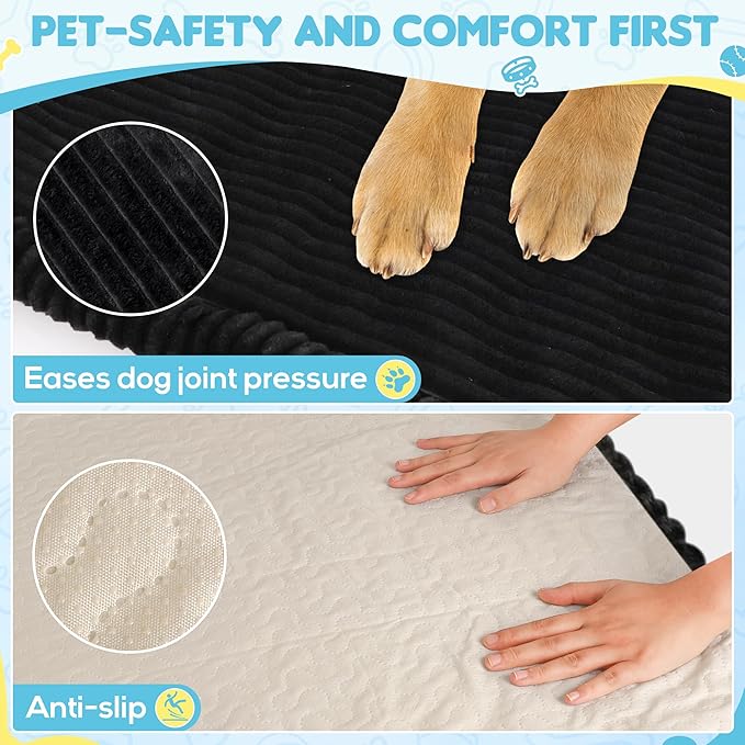 Thickened 4 In Orthopedic Dog Car Bed, Non-Slip Backseat Pet Mat, Removable Washable for SUVs/Sedans/Trucks, Plush Comfort for Large/Senior Dogs, Easy Clean (Black, Medium (50"L×24.6"W×4"H))