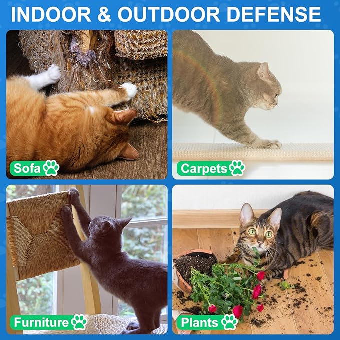 Cat Deterrent Spray, Natural Cat Repellent Spray for Indoor & Outdoor, Anti-Scratch Deterrent for Furniture, Sofas, Rugs, Curtains, Plants, Alcohol-Free, for Kittens and Cats 4.06 Oz