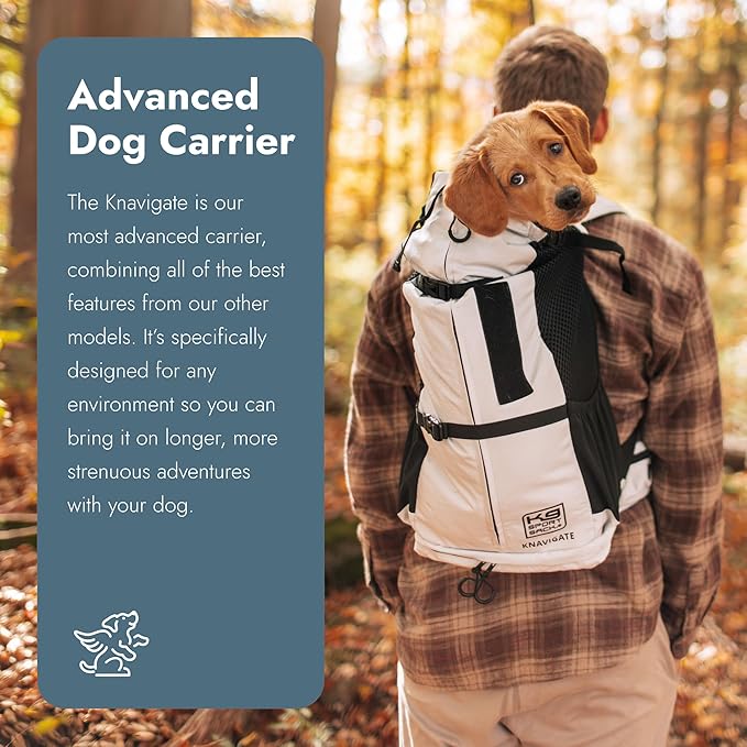 K9 Sport Sack Knavigate - Large, Lunar Rock - Ideal for Dogs with 20-22” Back Length - Adjustable, Backpack-Style Carrier with Internal Frame & Padded Hip Belt