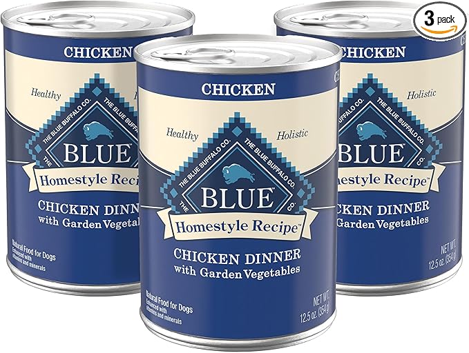 Blue Buffalo Homestyle Recipe Chicken Dinner with Garden Vegetables Wet Dog Food for Adult Dogs, Chicken Recipe, 12.5 oz. Cans, 3 Count
