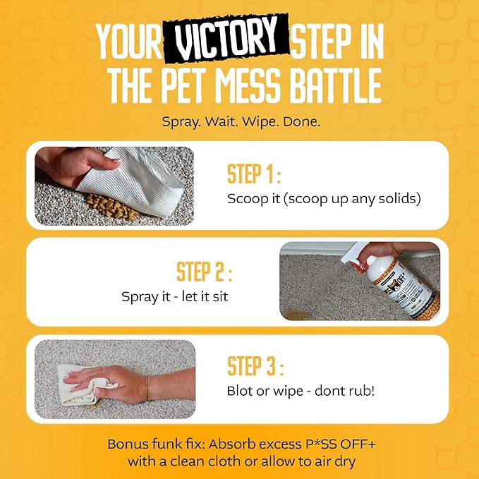 P*SS OFF+ All Purpose Stain and Odor Remover - Professional Strength Cat Pee Odor Eliminator (32oz - No Black Light)