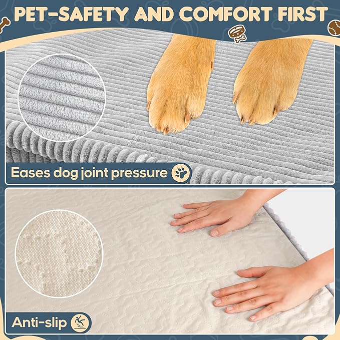 Dog Car Bed, Non-Slip Backseat Extender Pet Mat, Removable Washable Dog Bed for SUVs, Sedans & Trucks, Anti-Slip Travel Bed for Dogs, Easy Clean & Scratch-Proof & Comfort Light Gray (50"L×24.6"W×2"H))