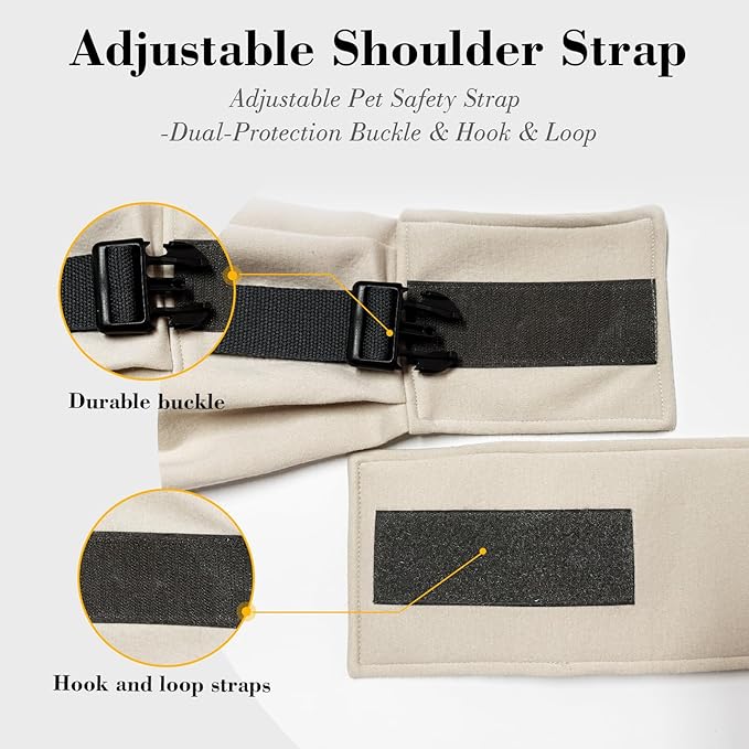 Dog Sling Carrier for Small Dogs up to 15 lbs - Hands Free Puppy Sling (Size M) - Ergonomic Padded Strap & Safety Hook Based on Owner's Bust, Apricot
