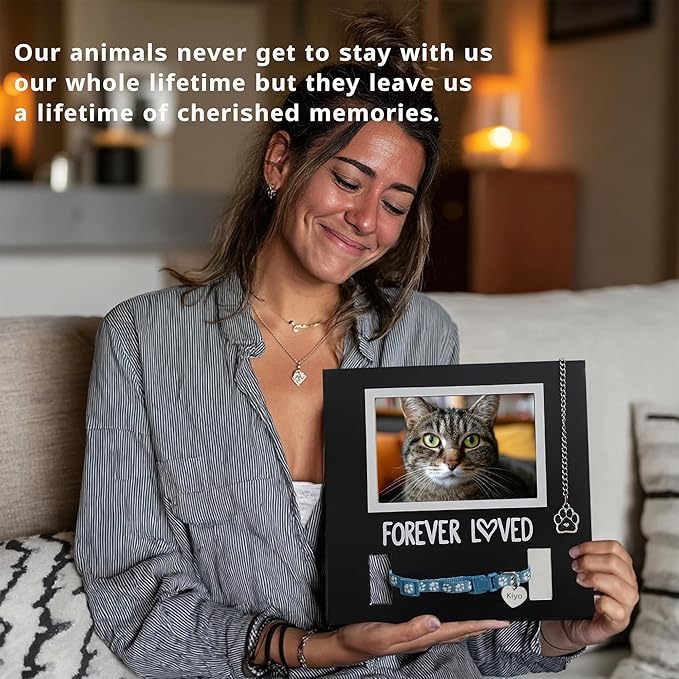 MYPAWLETS Dog/Cat Collar Memorial Frame with Paw Print Charm,Pet Loss Sympathy Gift,Pets Memorial Gift for Loss of Dog,Forever Loved Pet Keepsake Frame,Dogs Passing Away Gifts