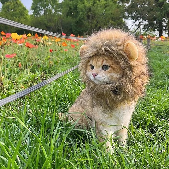Lion Mane Wig for Cats,Pet Halloween Costume Cat Lion Mane Wig,Adjustable Washable,Lion Mane Wig for Cat Costume Pet (Large)