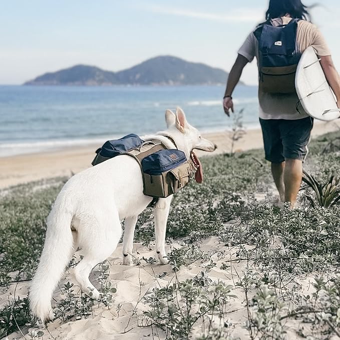 Dog Hiking Backpack Harness for Medium & Large Dogs – Durable Saddle Bag with Handle, Large Storage Compartments & Adjustable Fit for Outdoor Adventures, Camping & Day Trips (S)