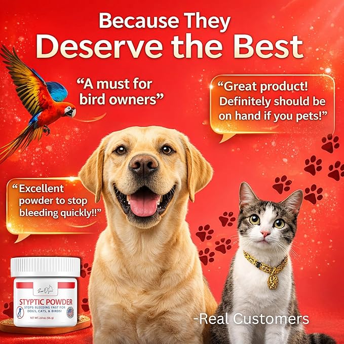 3-PK Styptic Powder for Dogs, Cats, and Birds (2 oz) by Evo Dyne | Fast-Acting Blood Stop Powder for Pets | Quick Stop Bleeding for Dog Nail Clipping, Grooming, Cuts and More (3-Pack)