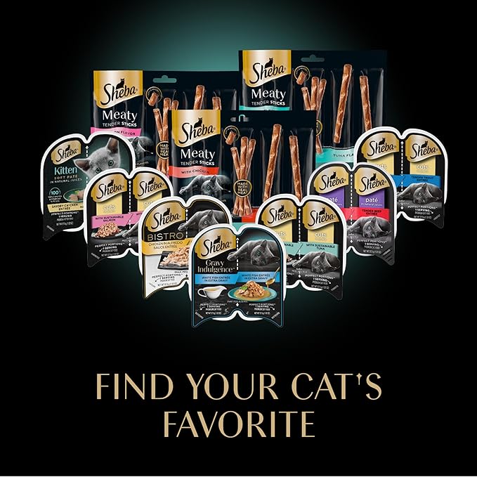 Sheba Meaty Tender Sticks Chicken Cat Treats, Chicken Flavor, Cat Snacks, 0.14 oz., 15 Count, Pack of 10 (150 Sticks Total)