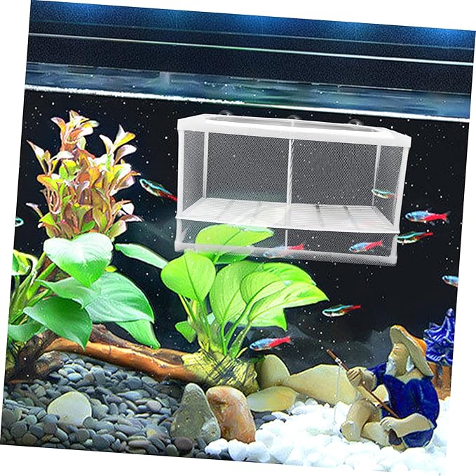 HANABASS 2pcs Aquarium Fish Breeding Box with Isolation Net Durable Hatching Tank for Betta and Shrimp Large Capacity Incubator with Suction Cups for Fish Fry Survival