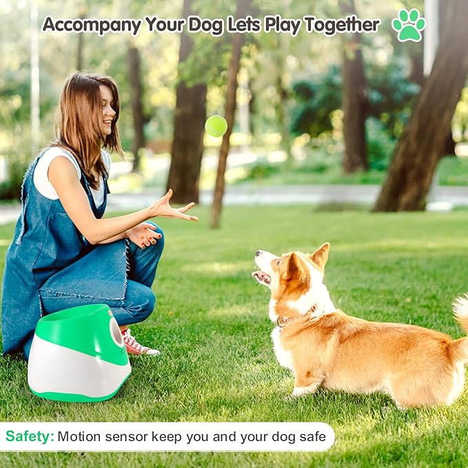 Automatic Dog Ball Launcher, Rechargeable Electric Pet Ball Thrower with One - Button Control, 3 Distance Settings & Soft Tennis Balls - Promotes Exercise Indoors & Outdoor (Orange)